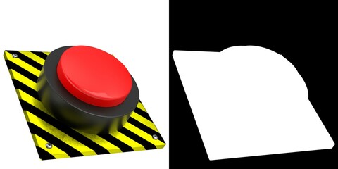 3D rendering illustration of a big red button