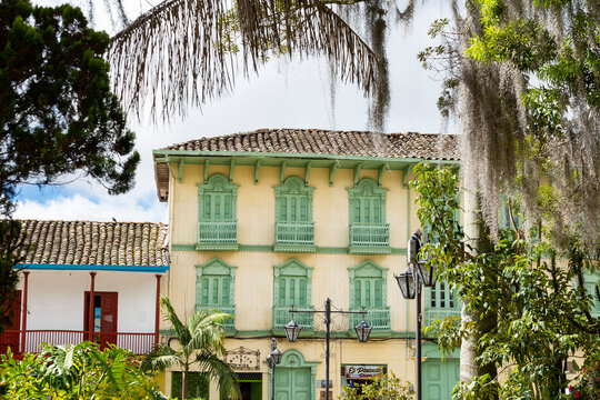 Sonson, Antioquia / Colombia - November 19, 2021. The most beautiful balcony in Antioquia, is an imposing and representative construction of colonial architecture