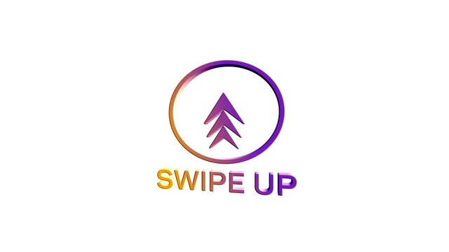 3d Swipe up, arrow up buttons colorful gradient. Application and social network icons, swipe up for advertising. Social media scroll arrows. 4K video animation with alpha channel