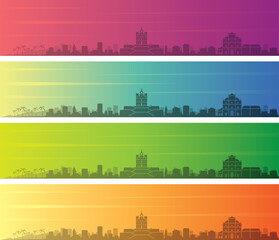 Goa Multiple Color Gradient Skyline Banner - obrazy, fototapety, plakaty