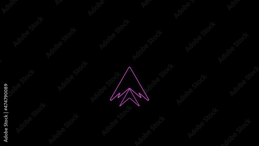 Poster Swipe up neon icon. Scroll arrow up drag button up social media interface action icon. Motion graphic. Swipe up animation footage.