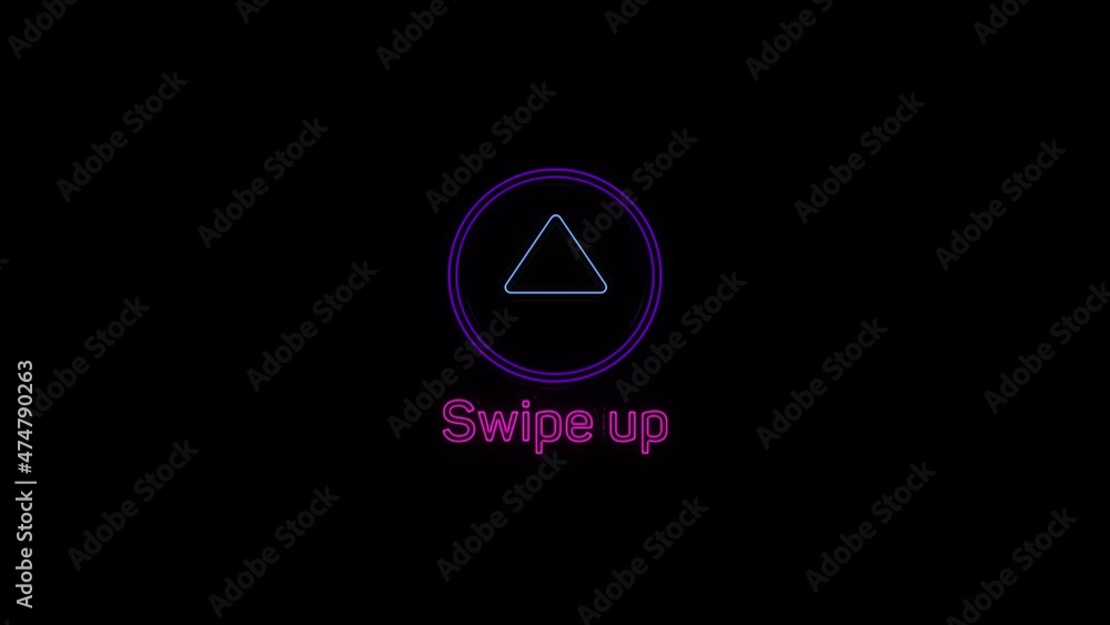 Aufkleber Swipe up neon icon. Scroll arrow up drag button up social media interface action icon. Motion graphic. Swipe up animation footage.