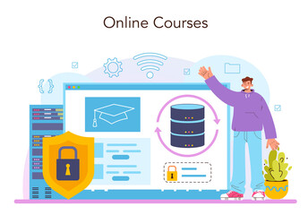 Data base administrator online service or platform. Manager working