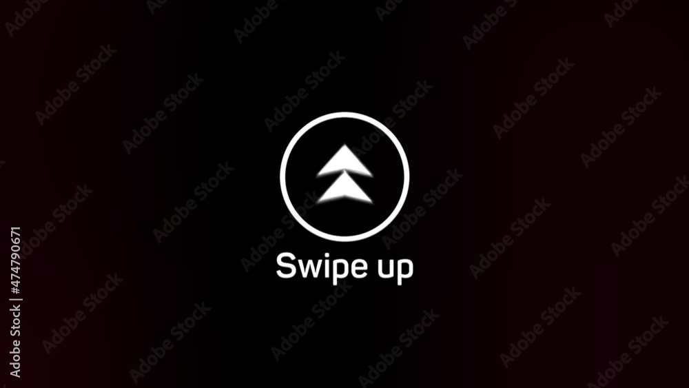 Poster Glitch Swipe up animation button. Application and social network icons, swipe up for advertising. Social media scroll arrows. 4K video animation with alpha channel