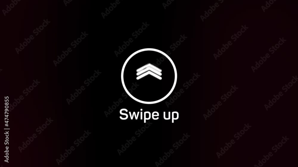 Poster Glitch Swipe up animation button. Application and social network icons, swipe up for advertising. Social media scroll arrows. 4K video animation with alpha channel