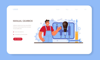 Car repair service web banner or landing page. Automobile