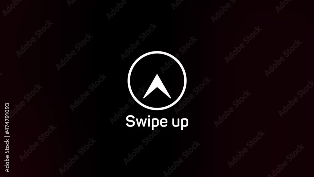 Poster Glitch Swipe up animation button. Application and social network icons, swipe up for advertising. Social media scroll arrows. 4K video animation with alpha channel