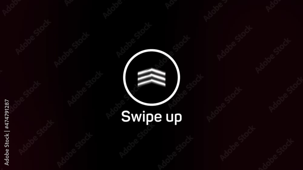 Fototapete Glitch Swipe up animation button. Application and social network icons, swipe up for advertising. Social media scroll arrows. 4K video animation with alpha channel