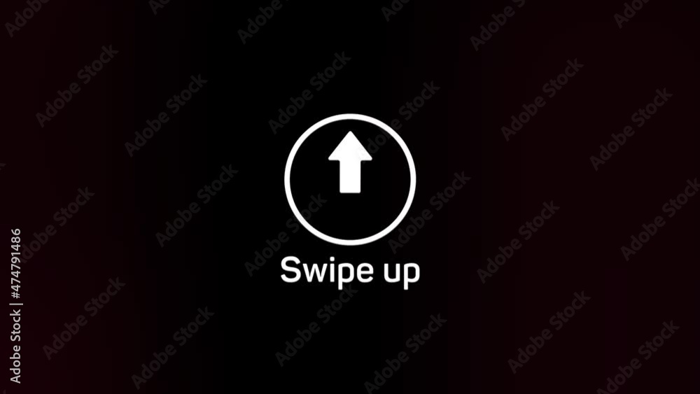 Poster Glitch Swipe up animation button. Application and social network icons, swipe up for advertising. Social media scroll arrows. 4K video animation with alpha channel