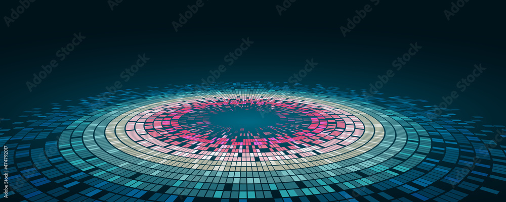 Aufkleber File structuring. Data algorithms, machine learning. The visual concept of the array. Big data complex. Visualization of large amounts of data in the form of 3d circles.