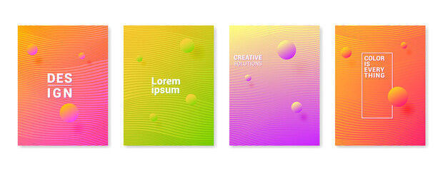 Minimal covers set. Vector halftone gradients. Geometric future template for flyer, poster, brochure and invitation. Minimalistic colorful cover. Set of EPS 10 illustration.