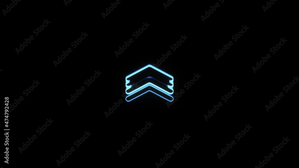 Poster Swipe up neon icon. Scroll arrow up drag button up social media interface action icon. Motion graphic. Swipe up animation footage.