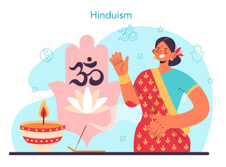 History of a religion concept. Scientist study human religious