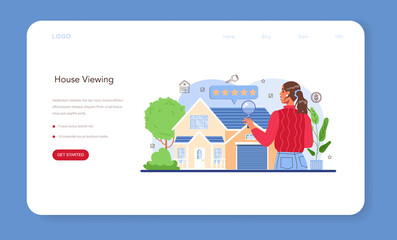 Naklejka premium Real estate industry web banner or landing page. Real estate agent