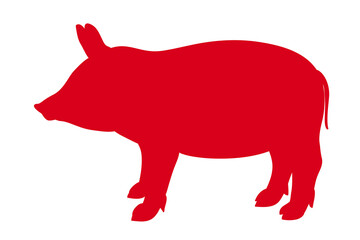 Pig on white. Hand drawn animal on isolated background. Print for banners, shirts and textiles. Doodle for business