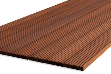 Exterior wooden decking or flooring on the terrace, Wood parquet flooring. exterior wooden decking or flooring isolated on white background