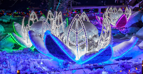 Outdoor Flower Christmas Decorations Glowing