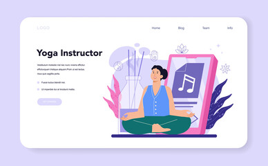 Yoga instructor web banner or landing page. Asana or exercise