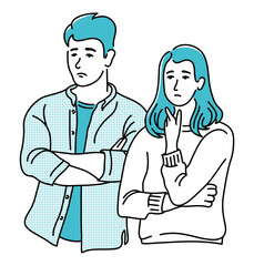 無表情の男女（夫婦・カップル）