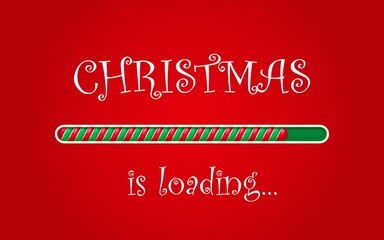 Christmas loading candy cane progress bar with Xmas load status of vector striped sweets on red background. Realistic countdown bar to Christmas and winter holidays, Xmas greeting card or web page