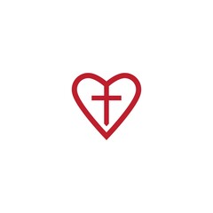 Obraz premium Cross and love logo