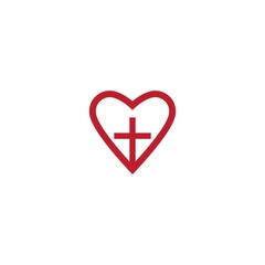 Cross and love logo