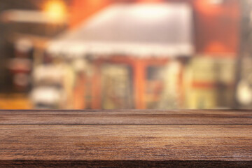 Rustic table on a beautiful Christmas or New Year background with garlands