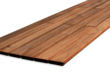 Exterior wooden decking or flooring on the terrace, Wood parquet flooring. exterior wooden decking or flooring isolated on white background