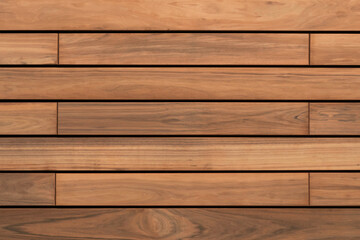 Obraz premium Exterior wooden decking or flooring on the terrace, Wood parquet flooring. exterior wooden decking or flooring isolated on white background