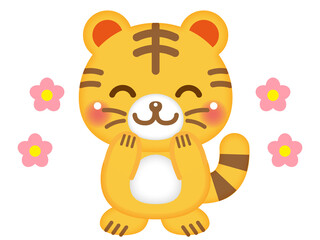 喜ぶトラのイラスト素材2＿ベクター