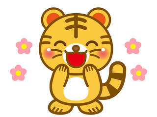喜ぶトラのイラスト素材＿ベクター