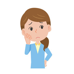 困って考え込む女性