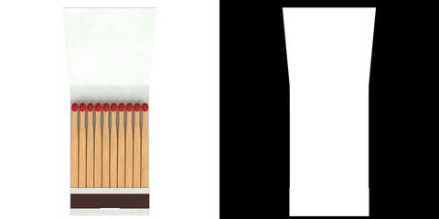 3D rendering illustration of a book of matches