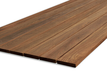 Exterior wooden decking or flooring on the terrace, Wood parquet flooring. exterior wooden decking or flooring isolated on white background