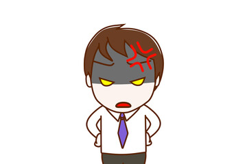 （上半身正面）ありえないことが起きてイライラしながら顔色悪く怒っている男性