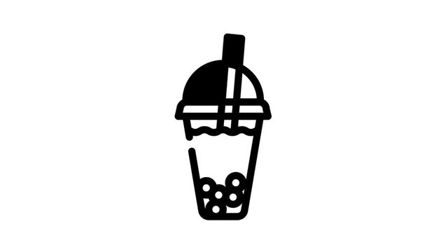 bubble tea animated line icon bubble tea sign. isolated on white background