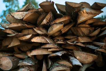 Chopped up wood in a stack