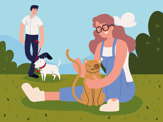 people with pets in the park