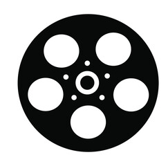 Film reel in black and white on white background. vector illustration of cinema. 