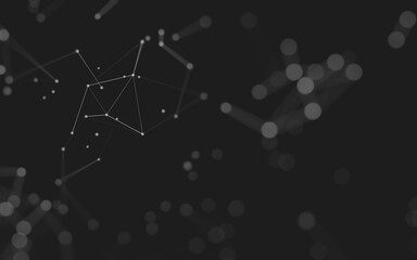 Abstract background. Molecules technology with polygonal shapes, connecting dots and lines. Connection structure. Big data visualization.