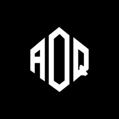 AOQ letter logo design with polygon shape. AOQ polygon and cube shape logo design. AOQ hexagon vector logo template white and black colors. AOQ monogram, business and real estate logo.