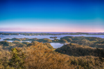 日本三景松島四大観　麗観の夕焼けの風景