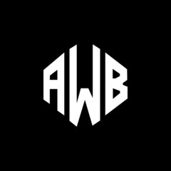 Obraz premium AWB letter logo design with polygon shape. AWB polygon and cube shape logo design. AWB hexagon vector logo template white and black colors. AWB monogram, business and real estate logo.