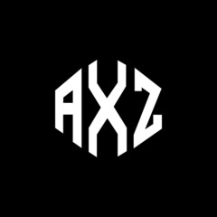 AXZ letter logo design with polygon shape. AXZ polygon and cube shape logo design. AXZ hexagon vector logo template white and black colors. AXZ monogram, business and real estate logo.