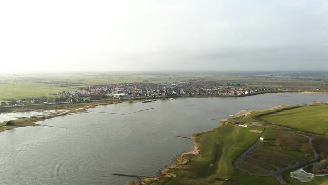 Scenic top drone view of Ameide city in the Dutch province of Utrecht