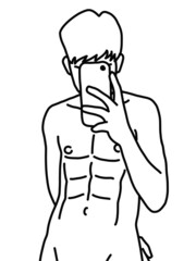 Obraz premium black and white of man cartoon for coloring