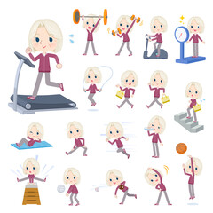 エクササイズやスポーツに関するジャージを着た高齢白人女性のセット