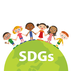 SDGs イメージ　地球と手を繋ぐ人々