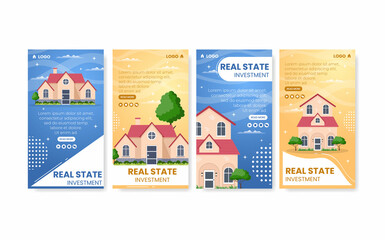 Fototapeta premium Real Estate Investment Stories Template Flat Design Illustration Editable of Square Background Suitable for Social media, Greeting Card and Web Internet Ads