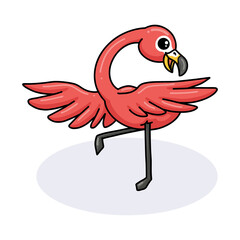 Cute little pink flamingo cartoon